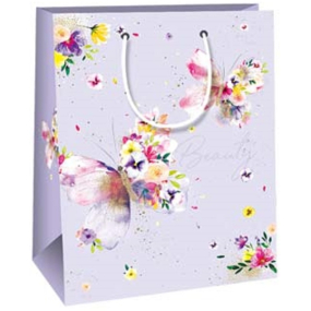 Ditipo Darčeková papierová taška 18 x 10 x 22,7 cm Fialové farebné motýle