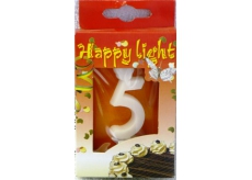 Happy light Tortová sviečka číslica 5 v krabičke