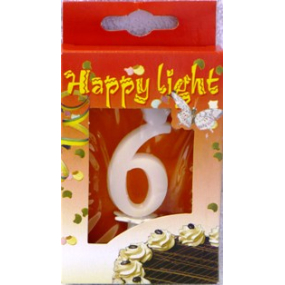 Happy light Tortová sviečka číslica 6 v krabičke