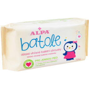 Alpa Batoľa vlhčené toaletné obrúsky s aloe vera pre deti 72 kusov