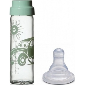 Simax Dojčenská fľaša zo skla so silikónovým násoskou 250 ml rôzne motívy a farby