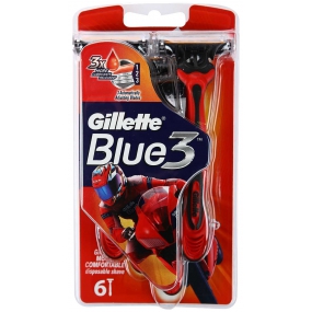 Gillette Blue 3 Special Edition holítka červené 3 britvy pre mužov 6 kusov