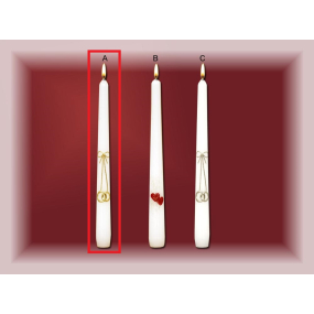 Lima Svadobné sviečky Zlaté krúžky sviečka biela kónická 22 x 250 mm