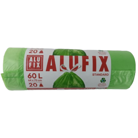 Alufix Sáčky do odpadkového koše zatahovací zelené, 15 µ, 60 litrů, 64 x 71 cm, 20 kusů HDPE